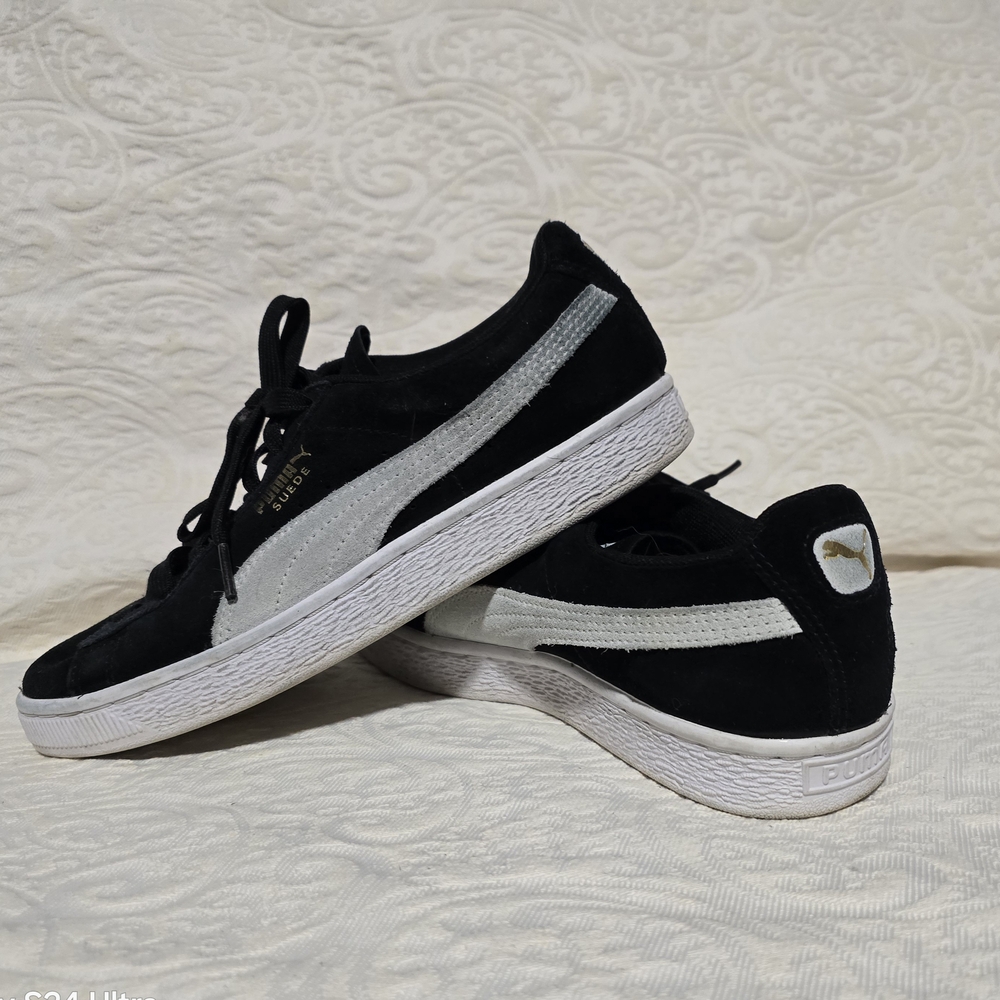 Puma Black and White Suede Sneakers